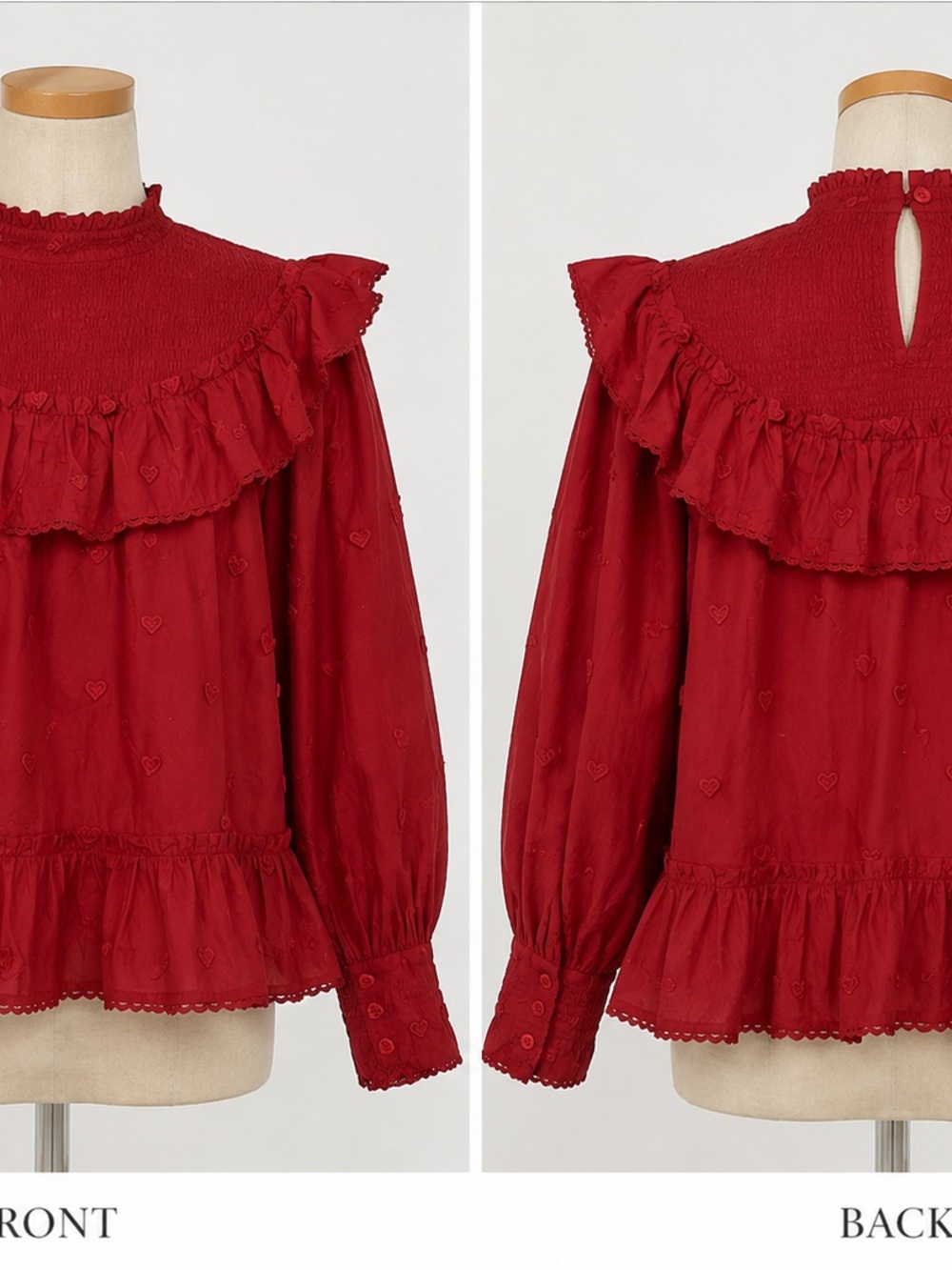 FARM Rio Red Ruffled Heart-Embroidered Blouse - Picture 2 of 6